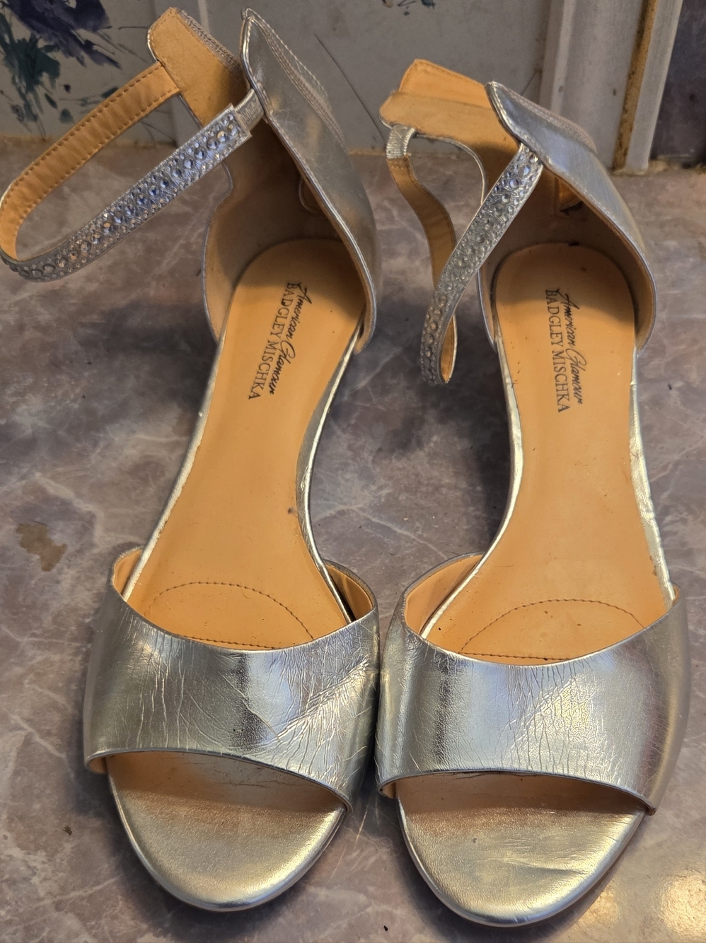 Badgley Mischka Silver Open-Toe Ankle-Strap Sandals
